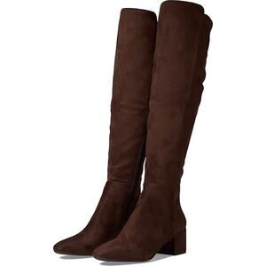 Michael Kors Braden Mid Boots Block Heels Side Zip Faux Suede Mocha Size 5.5M
